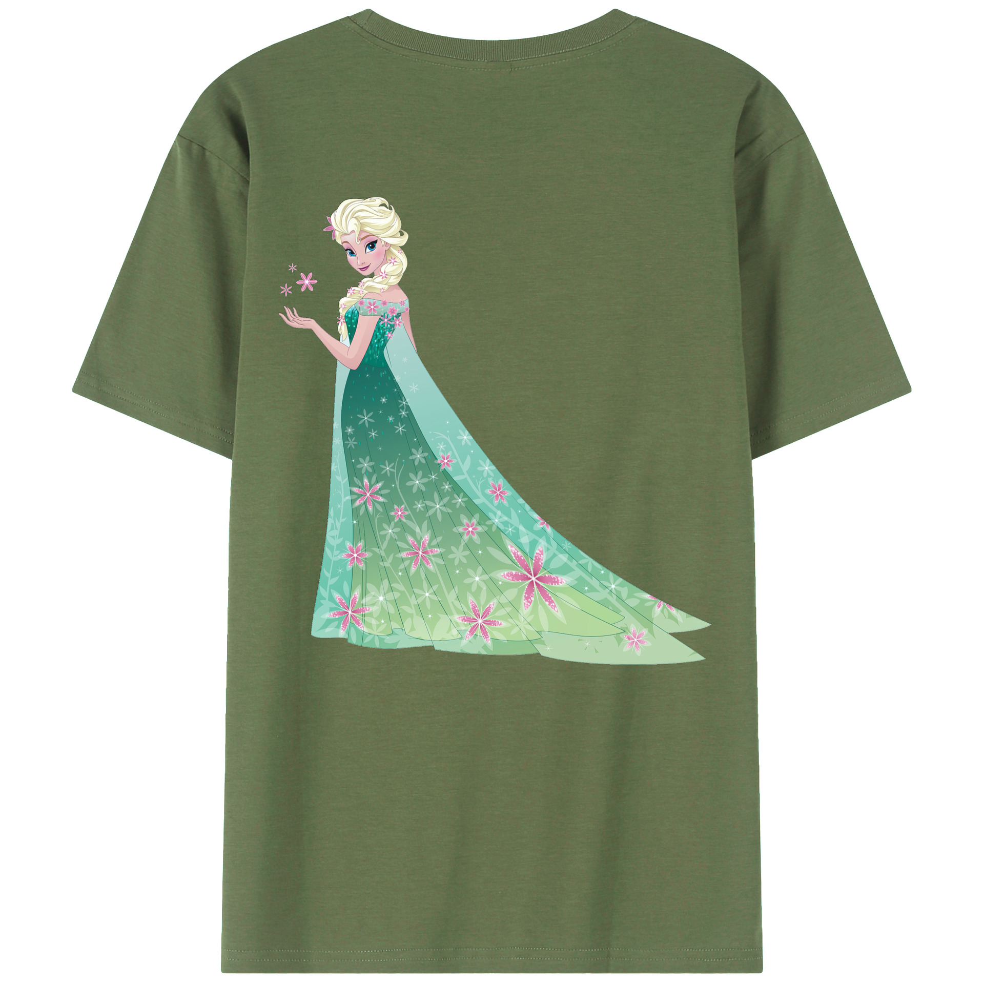 （画像用） アナと雪の女王 アンナ エルサ Frozen Anna Elsa 綿100％ メンズ半袖Tシャツ（バックプリント） 通気性
